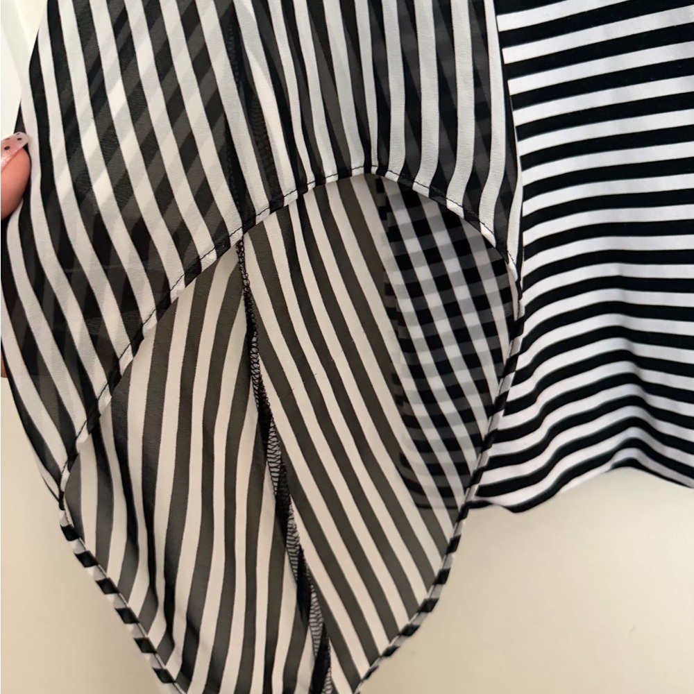 Alfani Black & White Striped Long Sleeve Top with Stud Accents - Picture 3 of 3